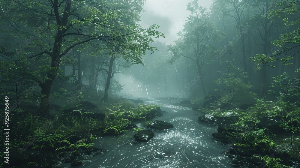 tropical jungle with towering trees and vibrant green foliage, sunlight filtering through the dense canopy, creating a serene forest atmosphere. tropical jungle with towering trees and vibrant green foliage, sunlight filtering through the dense canopy, creating a serene forest atmosphere.