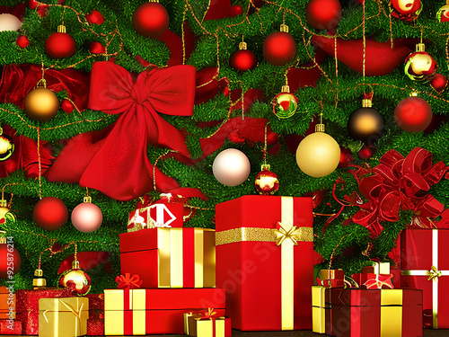 a festive christmas scene featuring like decorated christmas trees, gift boxes, ornaments, santa claus, fireplace, etc. perfect for holiday greetings, website banners, social media posts, and more.