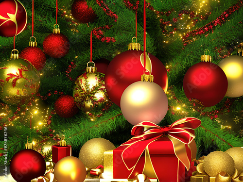 a festive christmas scene featuring like decorated christmas trees, gift boxes, ornaments, santa claus, fireplace, etc. perfect for holiday greetings, website banners, social media posts, and more.