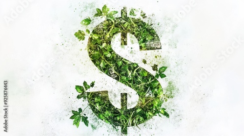 Wallpaper Mural Dollar sign made of green vines, nature and wealth, watercolor style Torontodigital.ca