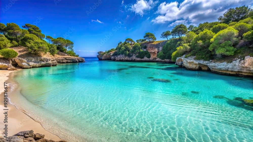 Beautiful sandy beach with crystal clear turquoise waters in Cala Santanyi, Mallorca, beach, Cala Santanyi Beautiful sandy beach with crystal clear turquoise waters in Cala Santanyi, Mallorca, beach, Cala Santanyi