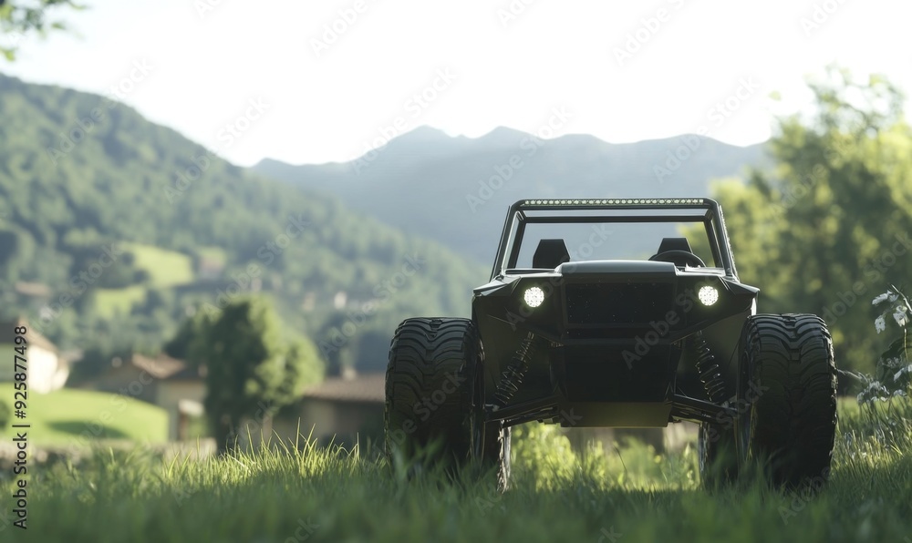 Adventurous 4x4 Off-Road Journey: Front View of Rugged Vehicle ...
