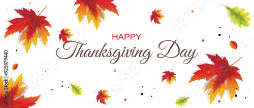 Thanksgiving background. Thanks: Leaves, Inscription Autumn Banner or Poster Vector Template