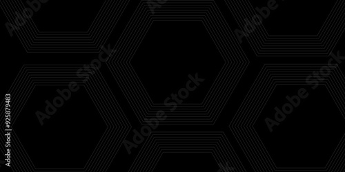 Abstract minimal geometric black and gray light background design. Vector illustration of hexagons pattern. luxury black pattern geometric mesh cell texture. Modern pattern elegant gold line template