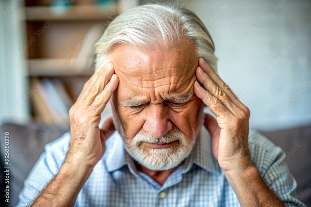 Elderly Man Experiencing Severe Headache. Elderly Man Experiencing Severe Headache.