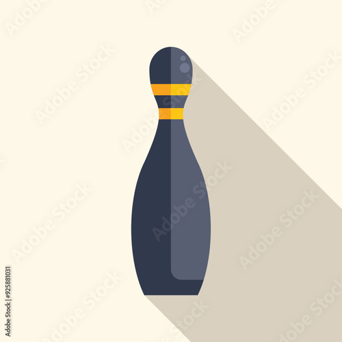 Minimalist flat design bowling pin casting a shadow