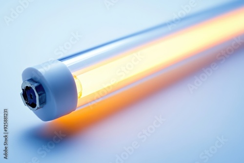 Light Ballast. Fluorescent T5 Lamps and Electronic Ballast on White Background