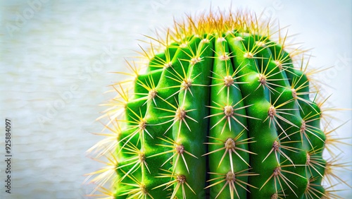 Green cactus with long sharp spines, succulent, plant, desert, green, nature, prickly, thorns, spiky photo