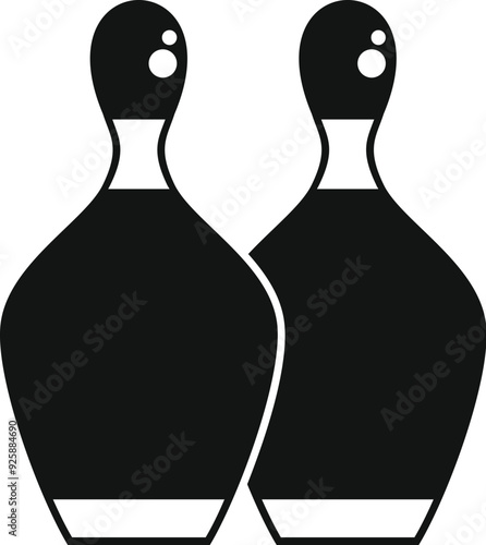 Two bowling pins standing side by side, representing the popular sport of bowling