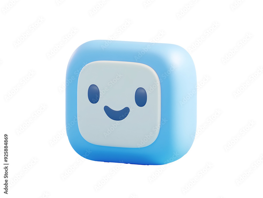 a blue square with a white face a blue square with a white face