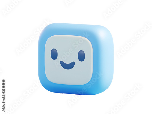 a blue square with a white face