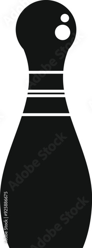 Black bowling pin standing up, simple icon illustration on white background