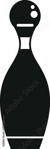 Simple yet iconic black bowling pin is standing upright, ready to be knocked down