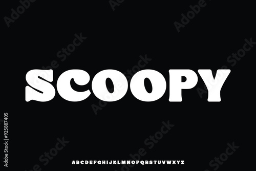 Bold rounded retro style alphabet display font vector. Groovy typeface