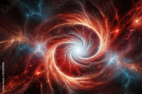 Abstract wallpaper of big bang explosion with red vortex spiral design