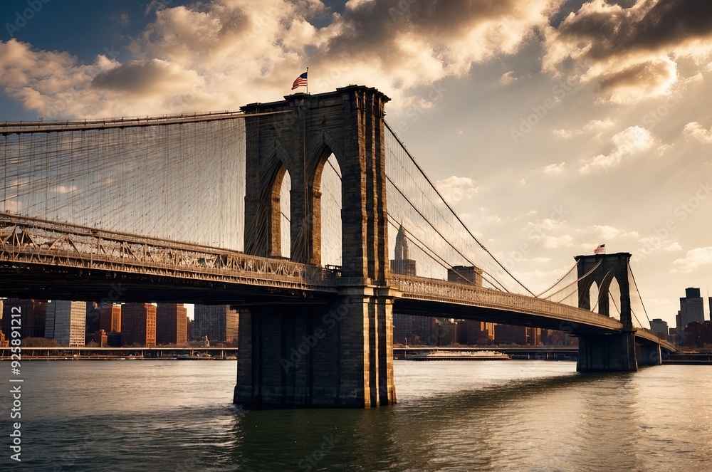 Obraz premium architecture of metropolis city. brooklyn bridge. new york city architecture.