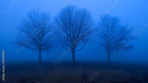 Beautiful foggy morning forest scene