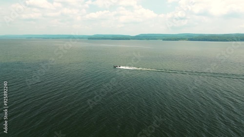 Boat Speeding by on Lake Slow Mo