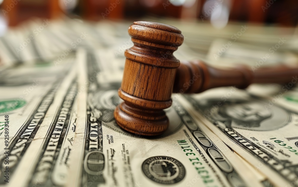 Bankruptcy, pile of money, scales, coins, banknotes, burn, hammer Bankruptcy, pile of money, scales, coins, banknotes, burn, hammer
