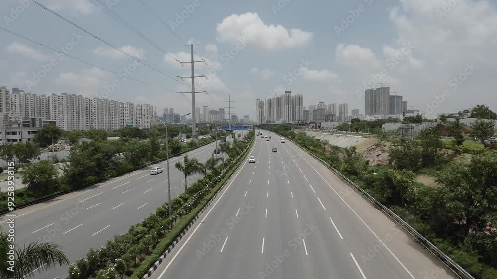 Above View of Vehicles Moving On Highway At Day Time Above View of Vehicles Moving On Highway At Day Time