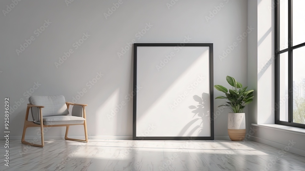 Fototapeta premium empty room with a picture frame mockup 