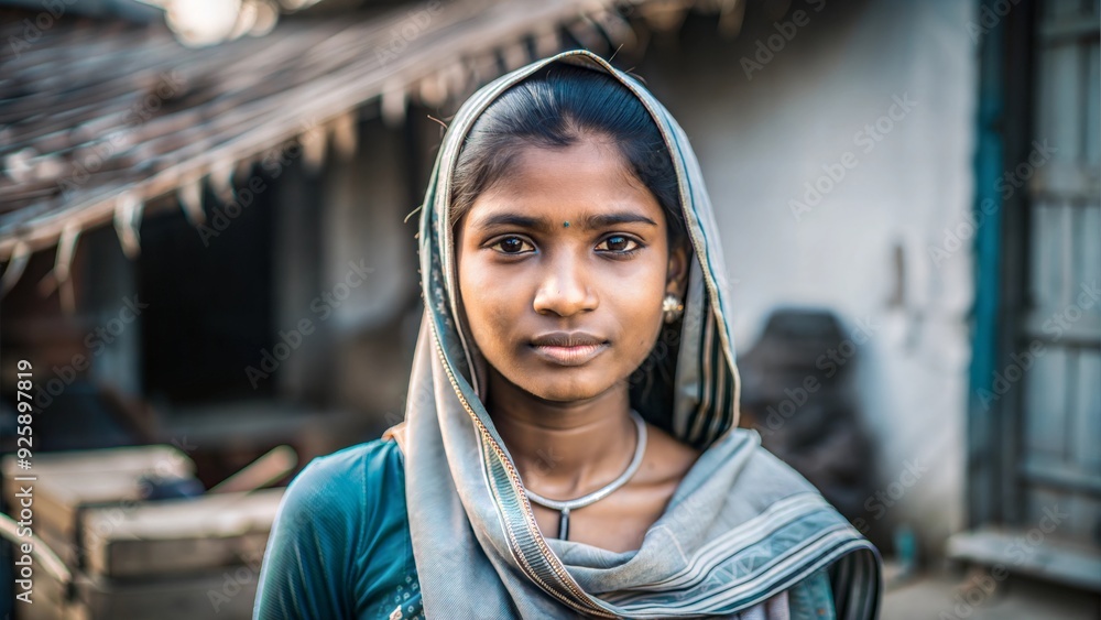Young Woman in Rural India - Portrait of a young Indian woman in a ...