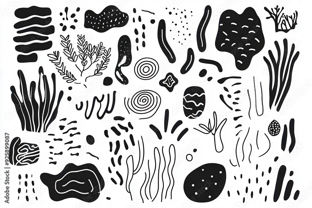 Doodle clip-art assortment of cut-out features Doodle clip-art assortment of cut-out features