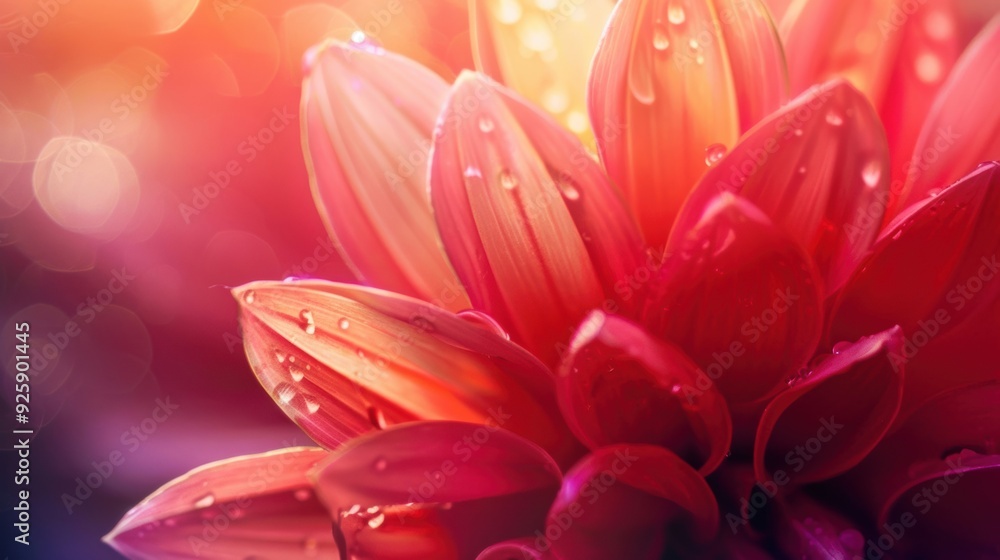 Fototapeta premium A close-up of vibrant orange-red flower petals creates a vivid and detailed natural background