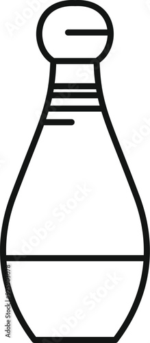 Simple black and white line art icon of a bowling pin, perfect for representing bowling or as a minimalist design element