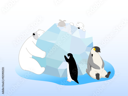 氷でひんやり（ペンギン, うさぎ, 白くま）