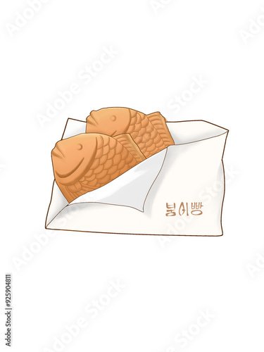 Korean street food taiyaki, fish cakes, bungeoppang cake photo