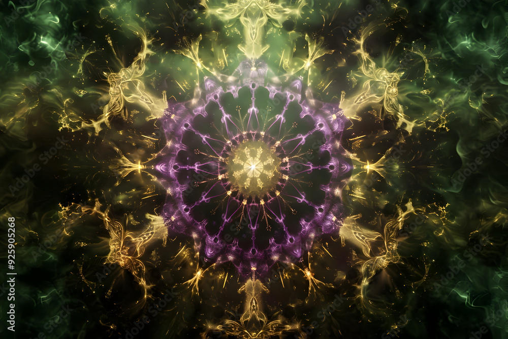 Fototapeta premium Abstract Background with Golden and Purple Fractal Design