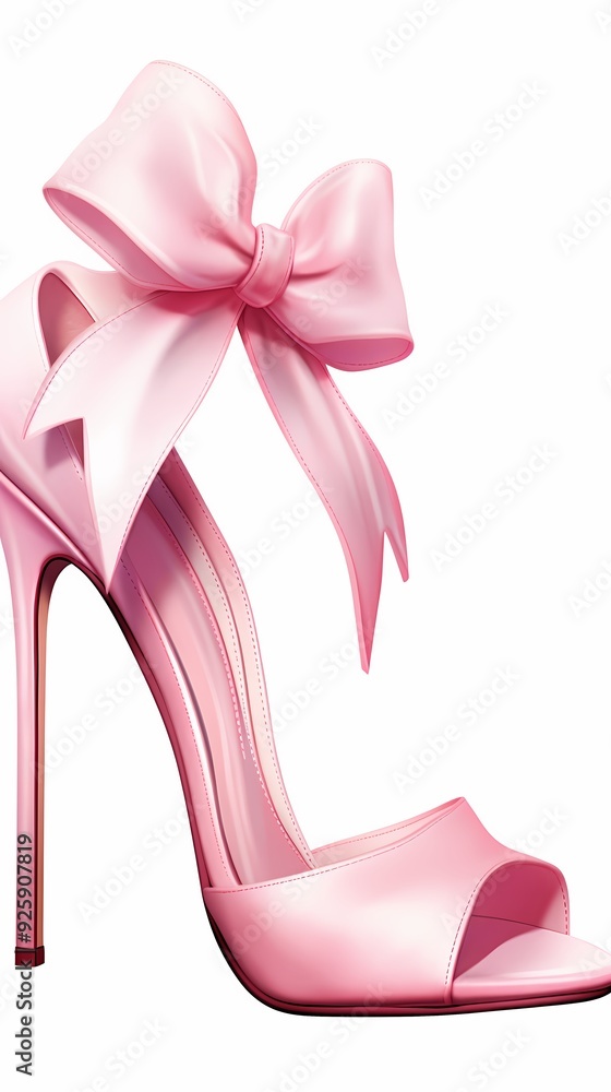 Elegant pink high heel with a large bow, perfect for making a stylish fashion statement. Elegant pink high heel with a large bow, perfect for making a stylish fashion statement.