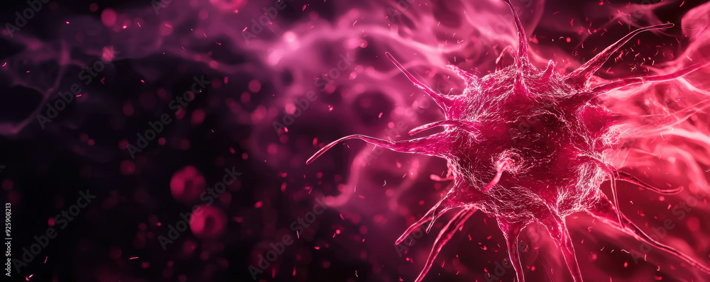 Abstract close-up of a virus or cell under a microscope, visually representing disease or infection in a detailed microscopic view. Abstract close-up of a virus or cell under a microscope, visually representing disease or infection in a detailed microscopic view.