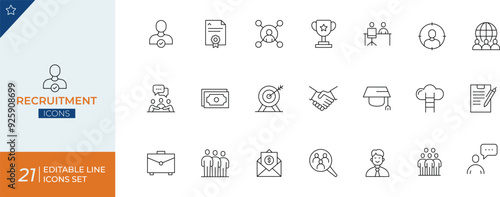 Recruitment Line Icon Set.