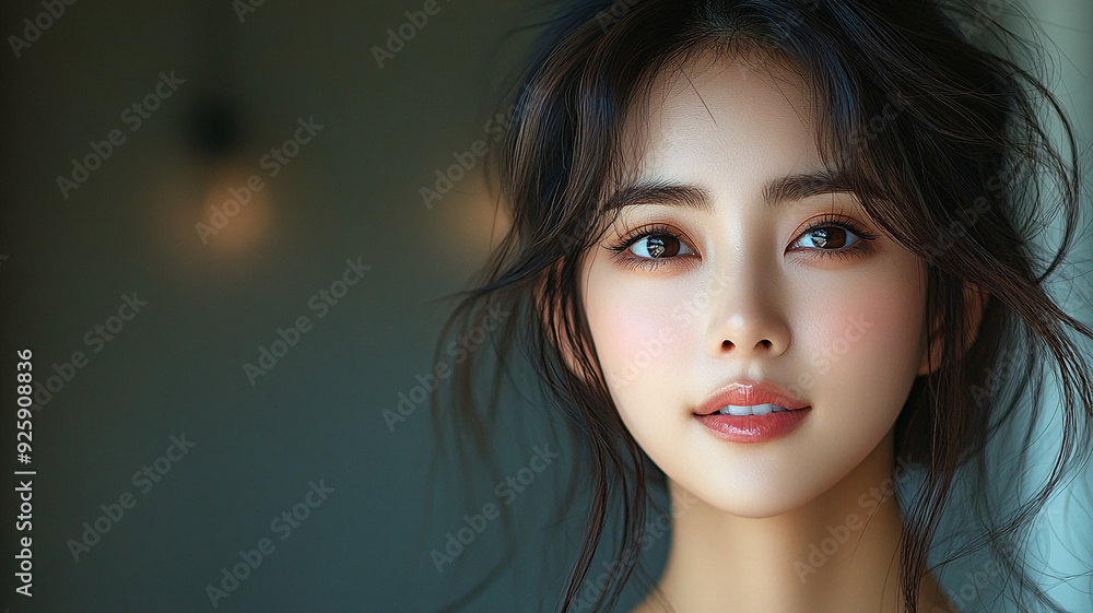 A young girl of Asian appearance. Model. Product advertising. A young girl of Asian appearance. Model. Product advertising.