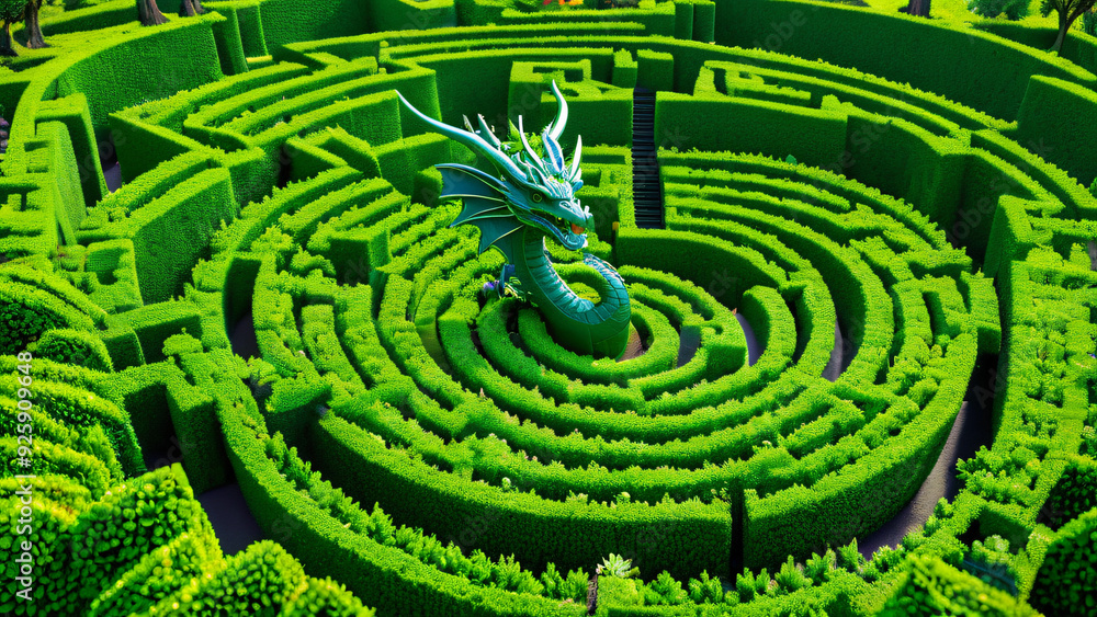 Naklejka premium green maze or labyrinth