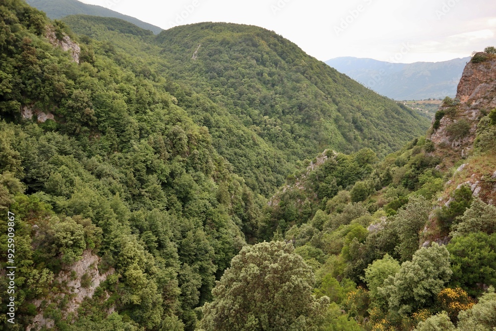 Laviano - Panorama del Vallone delle Conche dal ponte tibetano