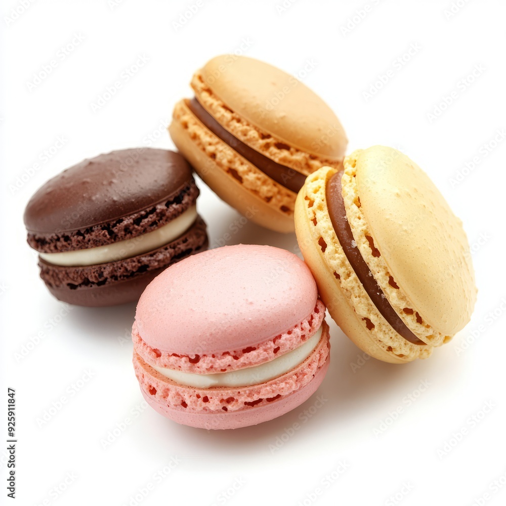 Close up of macarons on an isolated white background Close up of macarons on an isolated white background