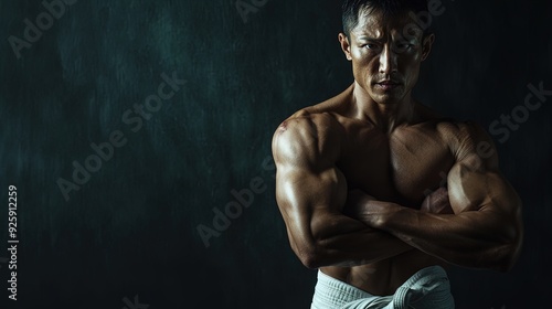 Power and Precision: A Fierce Martial Artist in Torn Gi – Perfect for Sports Interiors and Dynamic Posters