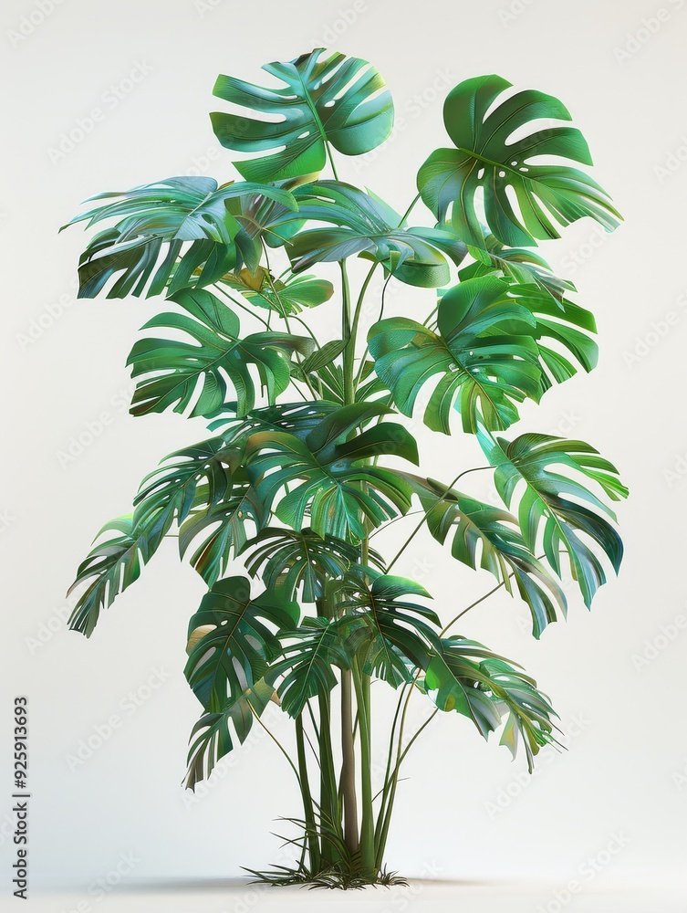 Tree leaves in a pot, plain color background Tree leaves in a pot, plain color background