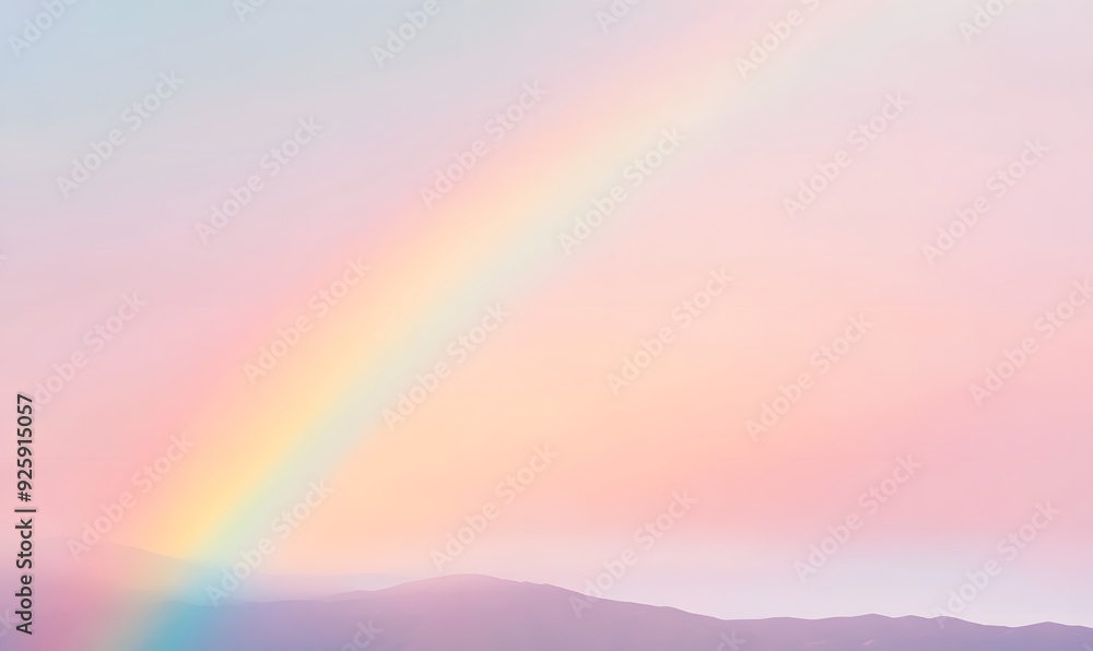 A dreamy pastel rainbow arching over a serene landscape, Generative AI A dreamy pastel rainbow arching over a serene landscape, Generative AI
