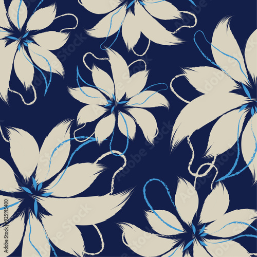 Flowers hand drawing textiles used in handdrawing clothes and fashion style in vector. A floral pattern textile tropical bicolor style for clothes design