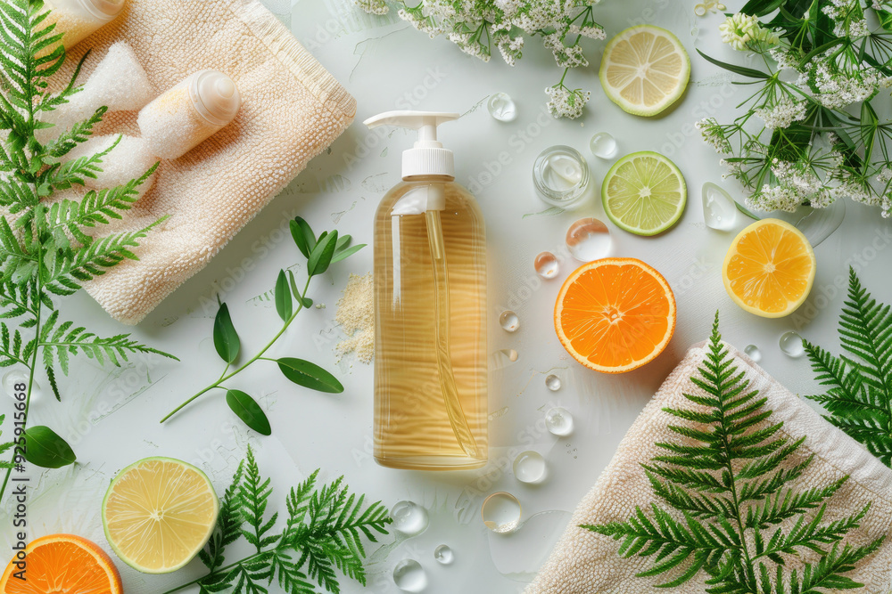 Eco-friendly detergents for the home on a light background Eco-friendly detergents for the home on a light background