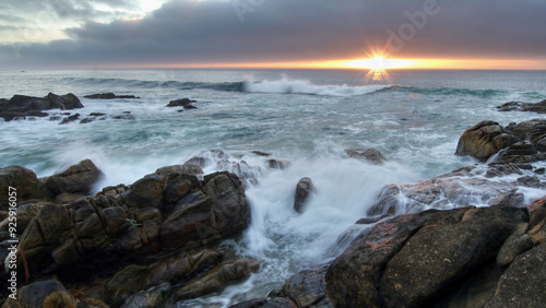 Sunset over the ocean in Portugal