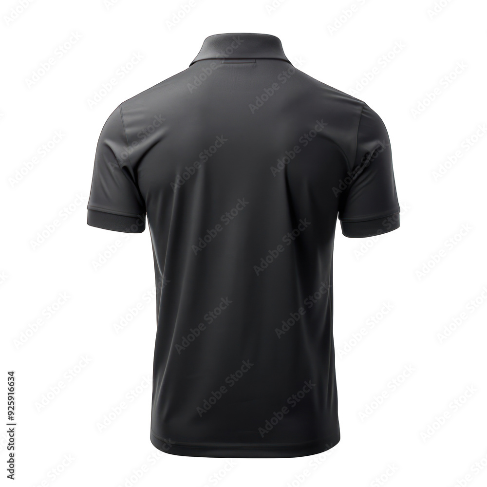 Black polo shirt back view isolated on transparent background Black polo shirt back view isolated on transparent background