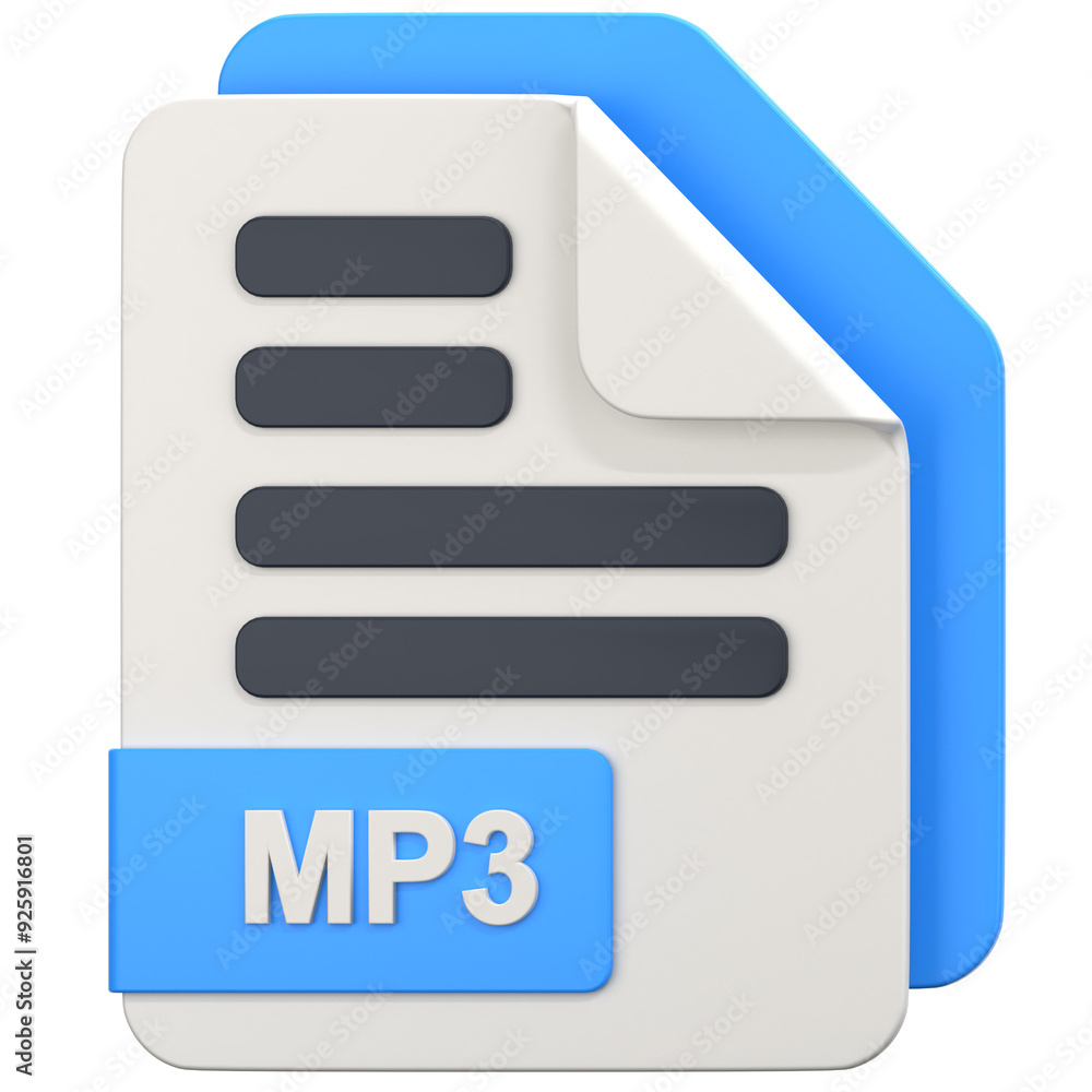 White File with mp3 extension 3D Icon Illustration. Low Poly Style White File with mp3 extension 3D Icon Illustration. Low Poly Style