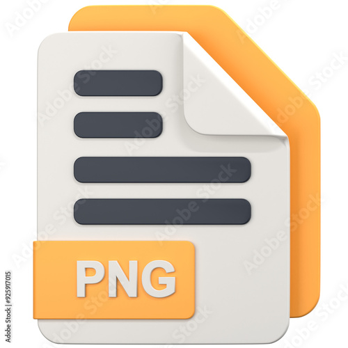 White File with png extension 3D Icon Illustration. Low Poly Style photo