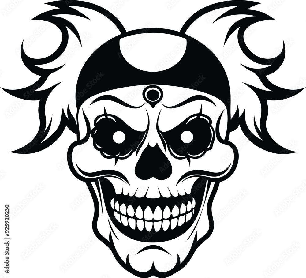 clown skull illustration black and white clown skull illustration black and white