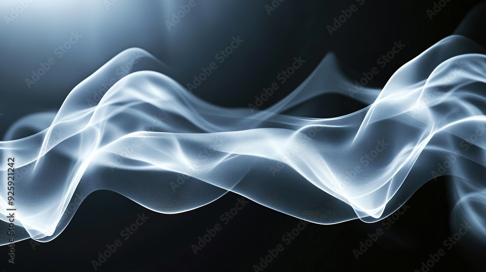 Abstract white wave on a black background Abstract white wave on a black background